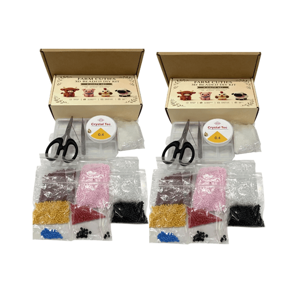2 Pack Mini Tiny 3D Beaded Animal DIY Craft Kits, Assorted Cute Animal Patterns with Full Tools & Step-by-Step Guide, Beginner-Friendly Beadwork Bundle for Leisure Handmade & Creative Gift Making