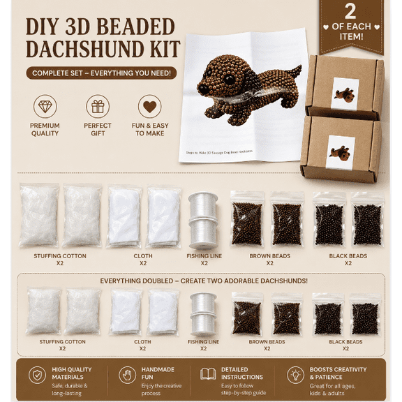2 Pack Mini Tiny 3D Beaded Animal DIY Craft Kits, Assorted Cute Animal Patterns with Full Tools & Step-by-Step Guide, Beginner-Friendly Beadwork Bundle for Leisure Handmade & Creative Gift Making