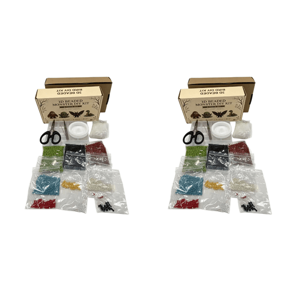 2 Pack Mini Tiny 3D Beaded Animal DIY Craft Kits, Assorted Cute Animal Patterns with Full Tools & Step-by-Step Guide, Beginner-Friendly Beadwork Bundle for Leisure Handmade & Creative Gift Making
