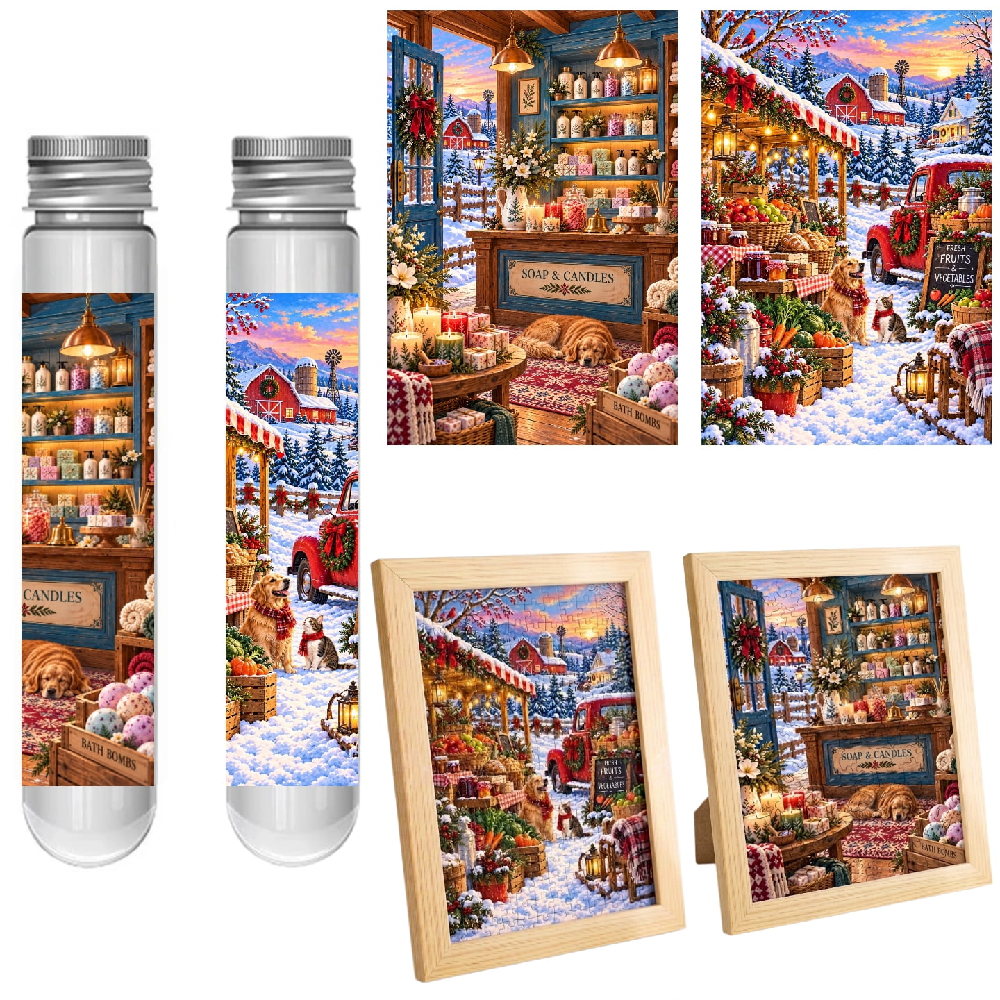 2-Pack-Mini Tube Jigsaw Puzzle with 2 Photo Frame,150 Piece Small ...