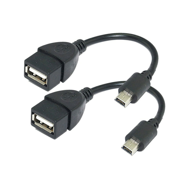 (2 Pack) Mini USB OTG Cable for Digital Cameras - USB A Female to Mini USB  B 5 Pin Male Adapter Cable