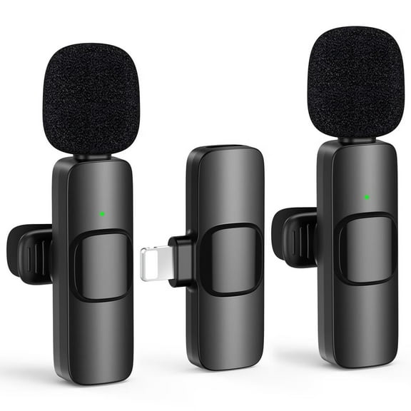 2 Pack Mini Wireless Lavalier Microphone for Lightning iOS Devices - Noise Reduction Lape iPad Mic for Recording,Clip on Mic,Omni Lav Mic for Video Recording,Tiktok,Youtube,Vlog