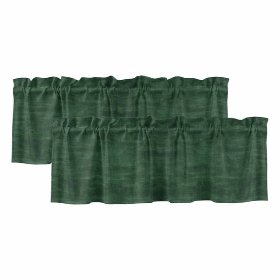 2 Pack Minimalist Dark Green Valance for Window Vintage Art Distressed Pattern Farmhouse Kitchen Valance Rod Pocket Short Curtain Topper Decorative Window Treatment for Living Room Bedroom 42"x18"