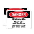 thumbnail image 1 of (2 Pack) Mining Area Keep Out OSHA Danger Sign 14 Inch X 10 Inch Plastic Sign, Weather Resistant, UV Protected for Workplace, Business, and Construction Site, Made in the USA, 1 of 8