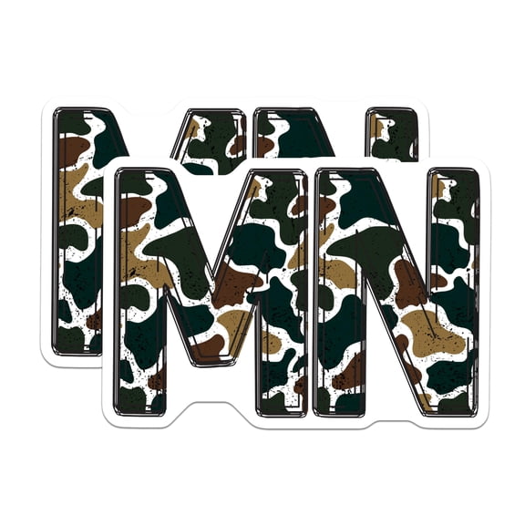 (2 Pack) Minnesota Camo MN Letter Magnets - Distressed Military Style - Refrigerator Locker Accent Decor - 5 Inches On Longest Side - Thick Durable Magnet - Made in USA - MAG21165