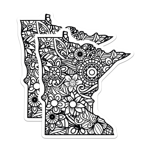 (2 Pack) Minnesota State Magnets - Floral Minnesota Map - MN Souvenir Decor - 5" On Longest Side - Premium Magnet - for Cars, Refrigerators, Toolboxes, Lockers - Made in USA - MAG18314