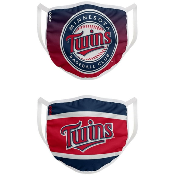 2 Pack Minnesota Twins Officially Licensed MLB Washable Resuable Face Mask Cover By FOCO