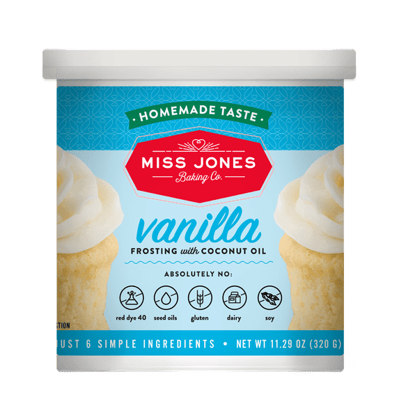 2 Pack - Miss Jones Baking Co. Natural White Vanilla Frosting, 11.29oz