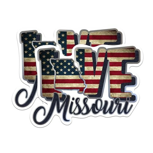 (2 Pack) Missouri Love State Magnets - MO State USA Flag - Choose from 50 States - 5" On Longest Side - Premium Magnet - for Cars, Refrigerators, Toolboxes, Lockers - Made in USA - MAG1431