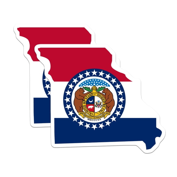 (2 Pack) Missouri State Flag Magnets - State Seal Emblem - Show Me State Collectible - Patriotic American Fridge Decor - 5 Inches On Longest Side - Thick Durable Magnet - Made in USA - MAG20842