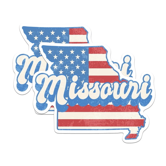 (2 Pack) Missouri State Outline Magnets - MO State Shape with USA Flag - 5" On Longest Side - Premium Magnet - Choose Your State - for Cars, Refrigerators, Toolboxes - Made in USA - MAG1151