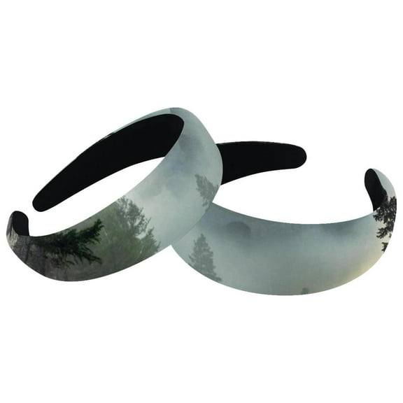 2 Pack Misty Pine Forest on the Mountain Slope in a Nature Reserve Headbands -Wide Fashion Head Bands for Women and Girls