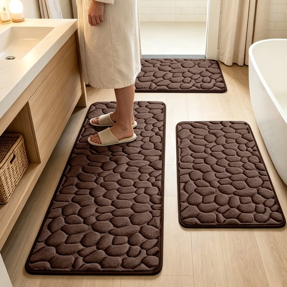 2 Pack Mixed Color Diatomaceous Earth Bath Mats,Quick Dry Super Absorbent Shower Rug with Non-Slip Rubber Back,Water Resistant Floor Mat for Bathroom Tub And Sink Area