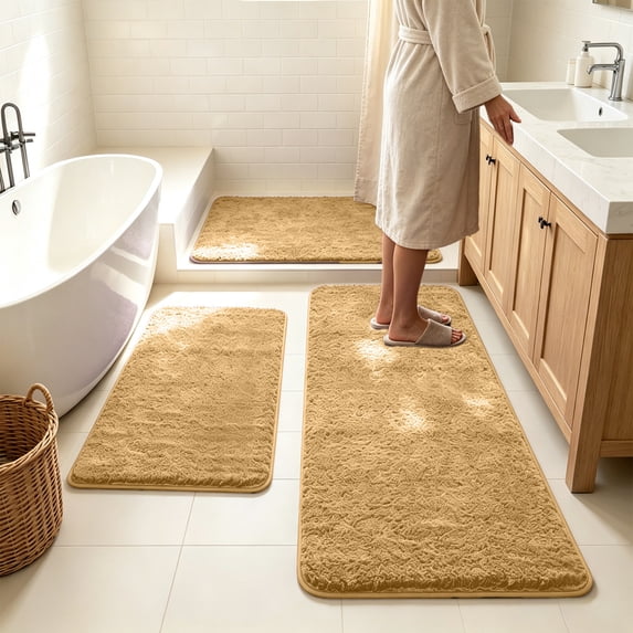 2 Pack Mixed Color Diatomaceous Earth Bath Mats,Quick Dry Super Absorbent Shower Rug with Non-Slip Rubber Back,Water Resistant Floor Mat for Bathroom Tub And Sink Area