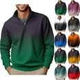 thumbnail image 1 of 2 Pack Mock Neck Sweatshirts for Men with Zipper Fleece Lined Long Sleeve Shirts Mens Trendy Gradient Printed Pullover Warm Athletic Workout Sweatshirt Tops, 1 of 7