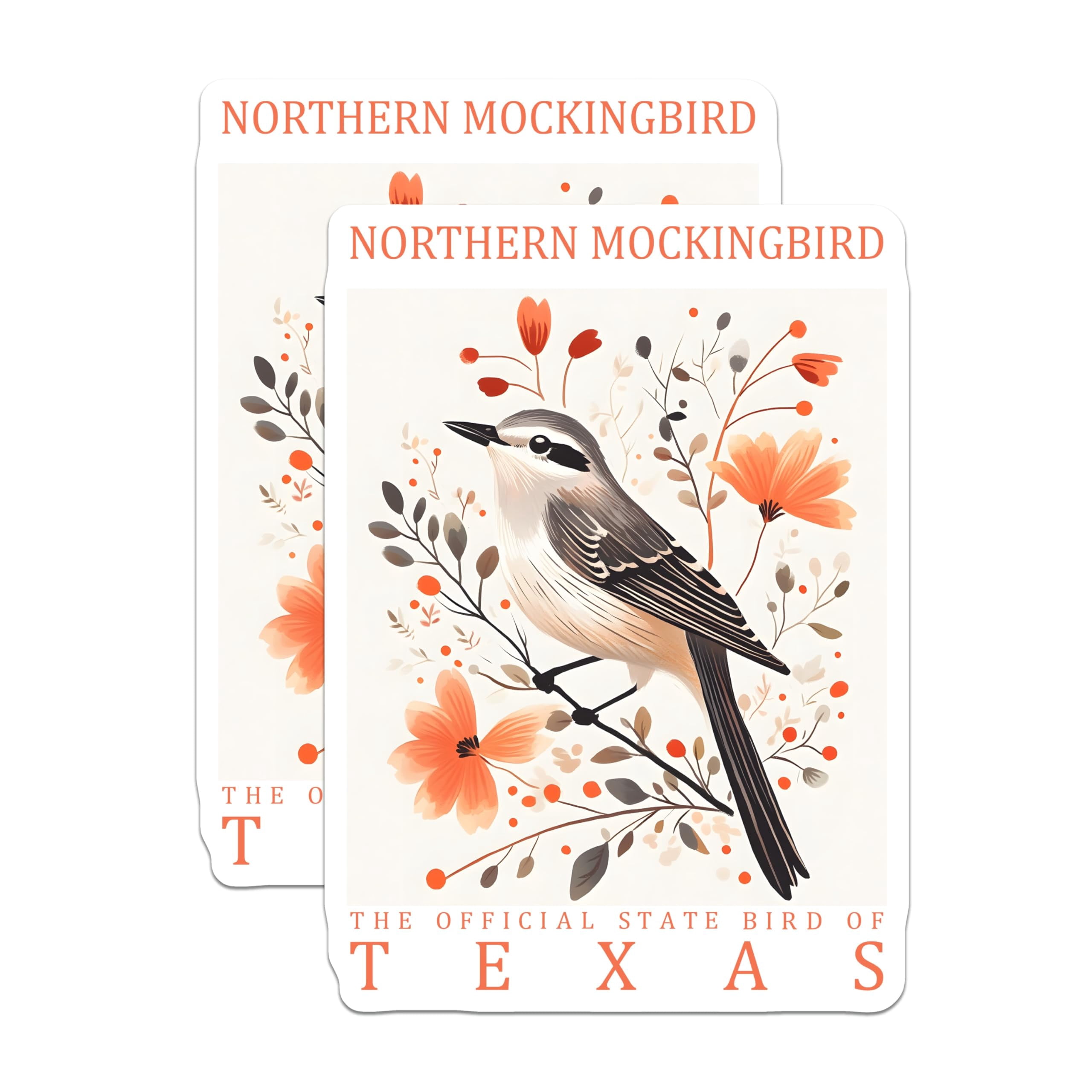 (2 Pack) Mockingbird Stickers - Texas State Bird Decals - Bird Lover ...
