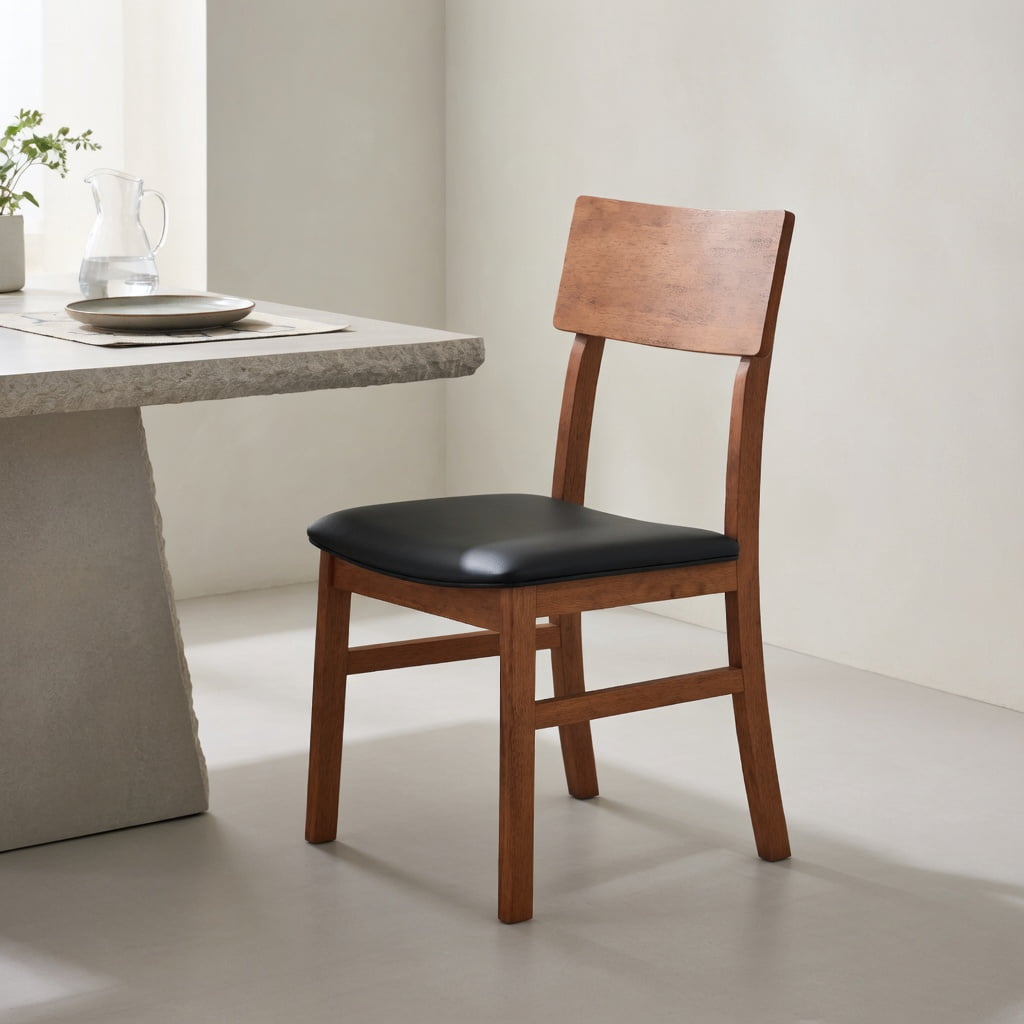 2-Pack Modern Black Dining Chairs with Solid Rubberwood Legs & Premium Faux Leather Upholstery – Ergonomic Design, 330 lb Capacity