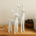 thumbnail image 1 of 2 Pack Modern Christmas Decor Neutral Christmas Reindeers Decor Resin Deer Statues Figurines Elk Statues for Neutral Modern Living Room Bedroom Office Bookshelf Desk Ornaments(White), 1 of 13