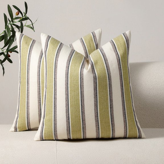 2-Pack Modern Decorative Throw Pillow Covers, Textured Stripe Cushion Cases for Sofa Couch Bed Living Room Home Décor