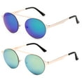thumbnail image 1 of 2 Pack Modern Design Round Vintage Metal Frame Flash Mirror Lens Fashion Sunglasses for Women, 1 of 1
