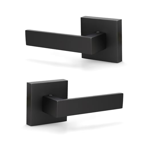 2 Pack Modern DuLever Door Handle Keyless Interior Dandle Set For Closet Or Doors Matte Black (only Single Sidee)