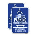 thumbnail image 1 of (2 Pack) (Modern Isa Symbol) Connecticut Reserved Parking Permit Required Violators Will Be Fined Min $150 (With Double Arrow) | 12" X 18" Heavy-Gauge Aluminum Sign | Rust Free Aluminum, 1 of 4