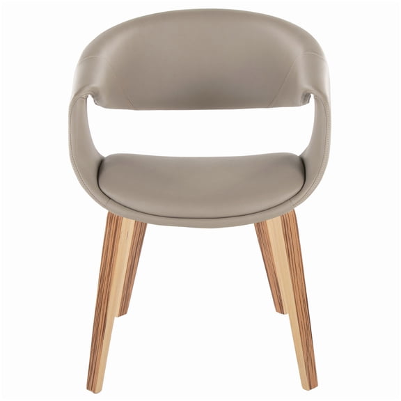 2 Pack Modern Kitchen Dining Chairs - Grey Faux Leather Seat & Zebra Print Wood Base