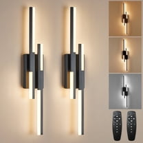 2 Pack Modern LED Wall Sconce Black Remote Wall Light Fixtures for Bathroom, Dimmable Vanity Light Indoor LED Remote Wall Sconce for Bedside Bedroom Living Dining Room