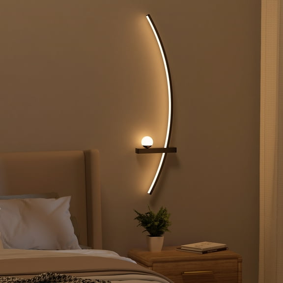 2-Pack Modern Orb Arc Wall Lamp, Plug in Wall Sconces for Living Room Bedside