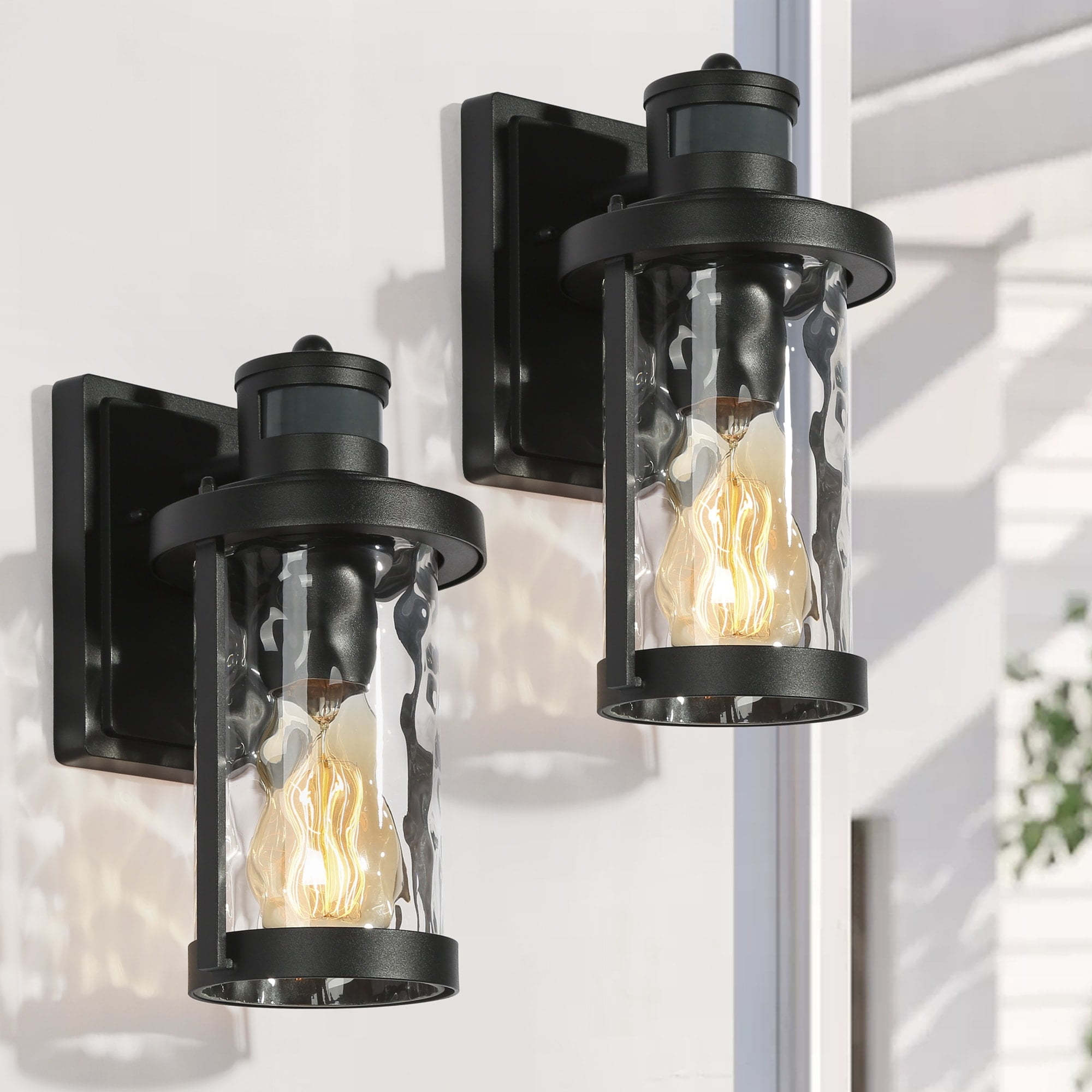 Black Iron Outdoor Wall Sconce with Clear Glass Shade
