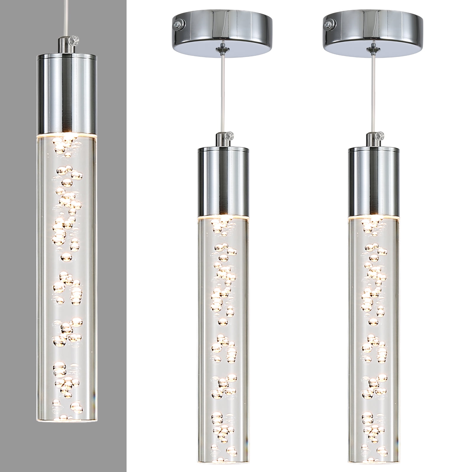 2 Pack Modern Pendant Light Mini Chandelier Bubble Acrylic Pendant ...