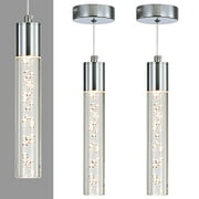 2 Pack Modern Pendant Light Mini Chandelier Bubble Acrylic Pendant Lighting for Kitchen Island 3 Color 3000K/4500K/6500K