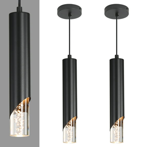 2 Pack Modern Pendant Light, Mini Chandelier Bubble Acrylic Pendant Lighting for Kitchen Island, 3 Color 3000K/4500K/6500K