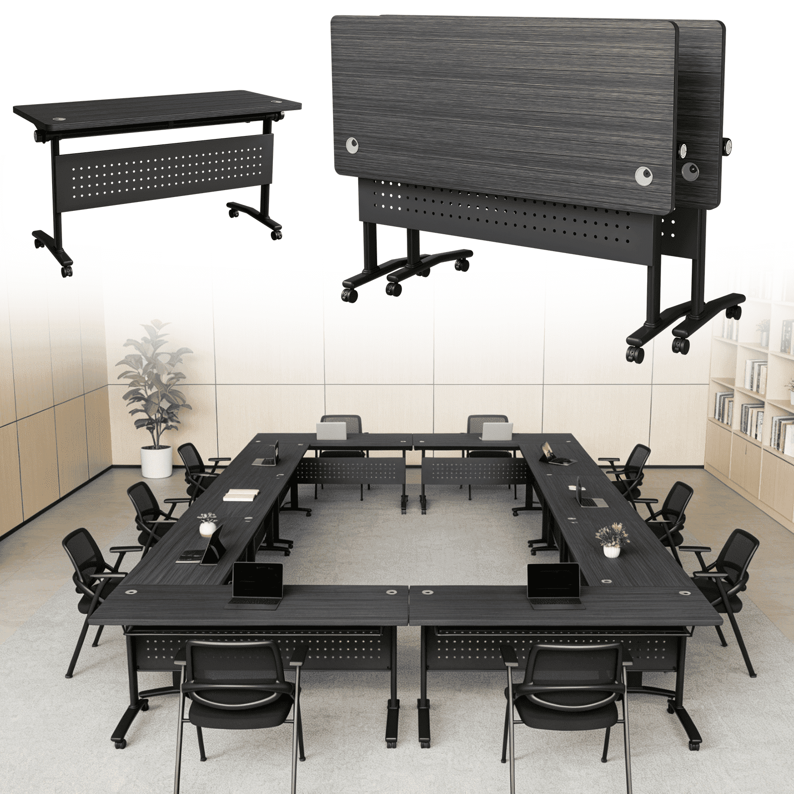 2 Pack Modular Conference Tables,Folding Conference Room Tables with ...