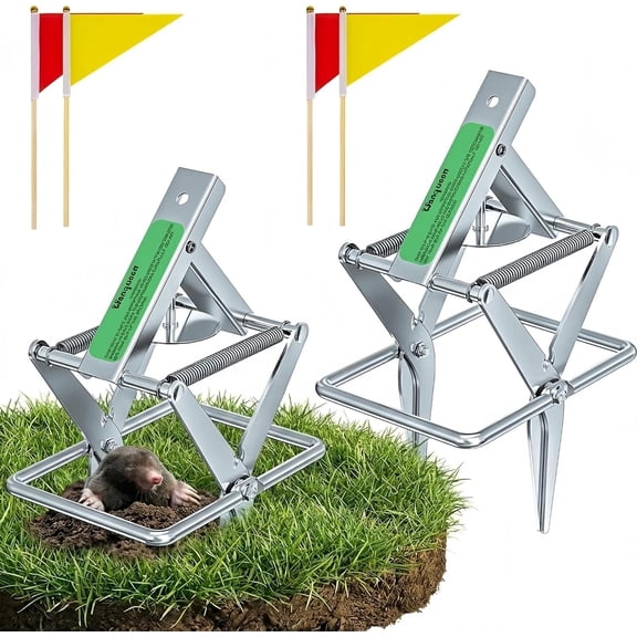 2 Pack Mole Traps That Kill Best, Vole Traps Outdoor Use Scissor for Lawns, Mole Trap Easy to Set Galvanized Steel Reusable Quick Capture Gopher