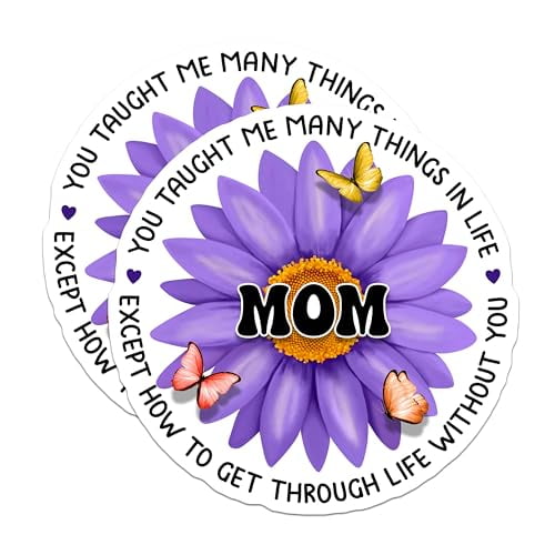 (2 Pack) Mom You Taught Me Many Things in Life Magnets - Butterfly Flower Magnets - Inspirational Mom Magnets - 5" On Longest Side - for Cars, Fridges, Toolboxes - Made in USA - MAG6111