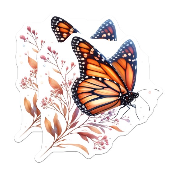(2 Pack) Monarch Butterfly Magnets - Aesthetic Refrigerator Decor - Nature Cottagecore Art - Floral Botanical Fridge Accessory - 5" - Durable Magnet - Made in USA