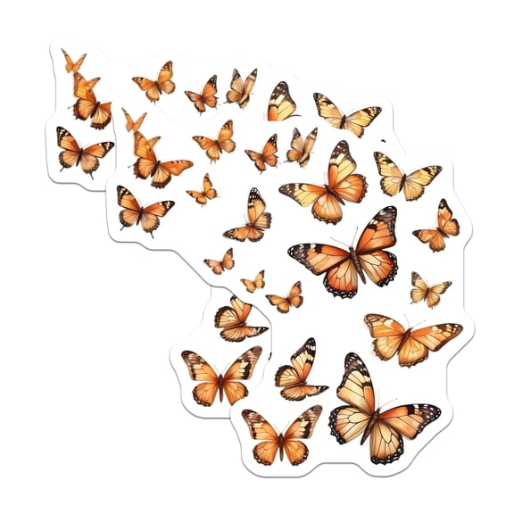 (2 Pack) Monarch Butterfly Stickers - Orange Butterfly Decals - Insect Stickers - 5" On Longest Side - Sticks to Smooth Flat Surfaces - Made in USA - BMCS15479