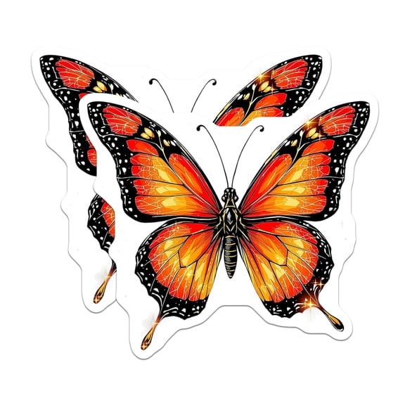 (2 Pack) Monarch Butterfly Stickers - Orange Butterfly - Insect Stickers - 5" On Longest Side - Sticks to Smooth Flat Surfaces - Made in USA - BMCS14289