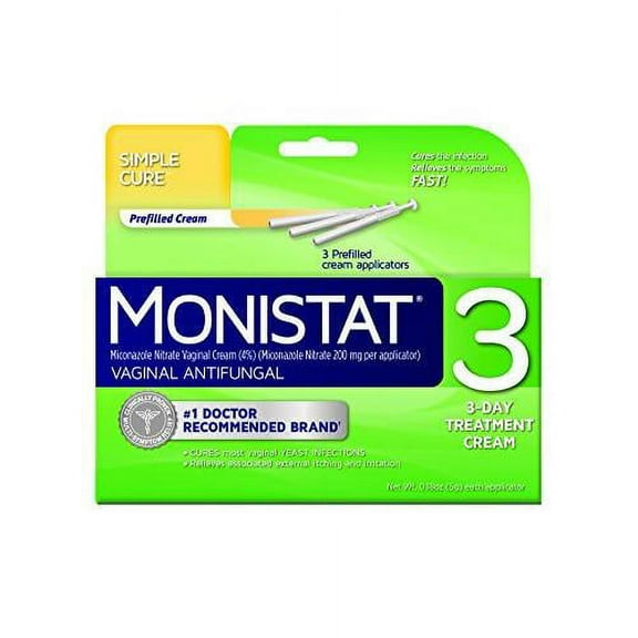 2 Pack - Monistat 3 Vaginal Antifungal Cream Prefilled 5gm Applicators 3 in Each