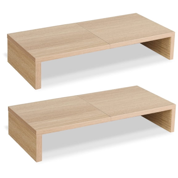 2 Pack Monitor Stand Riser-20 Inch Wooden Desktop Riser For Tv/pc/laptop/printer Cozy With Storage Computer Space-saving