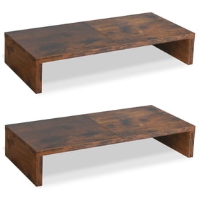 2 Pack Monitor Stand Riser-20 Inch Wooden Tabletop Shfor Tv/pc/laptop/printer Rustic Brown Riser With Storcomputer Design