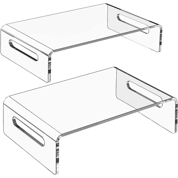 2 Pack Monitor Stand Riser, Acrylic Monitor Stand for Computer, Laptop, Printer, Notebook, Premium Clear Laptop Stand Acrylic Monitor Riser for Home Office, Monitor Stands for 2 Monitors