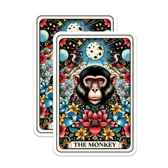 (2 Pack) Monkey Art Magnets - Animal Themed Fridge Magnets - Ative Wildlife Magnets for Kitchen or Office - 5" On Longest Side - for Cars, Fridges, Toolboxes - Made in USA - MAG4475