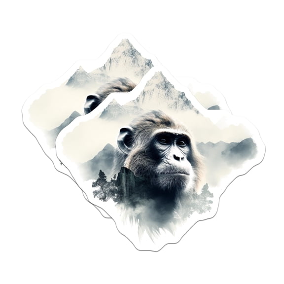 (2 Pack) Monkey Design Magnets - Animal Art - Wildlife - Nature Inspired Magnets - Unique Magnet - Refrigerator Magnets - 5" On Longest Side - for Cars, Fridges, Toolboxes - Made in USA - MAG3798