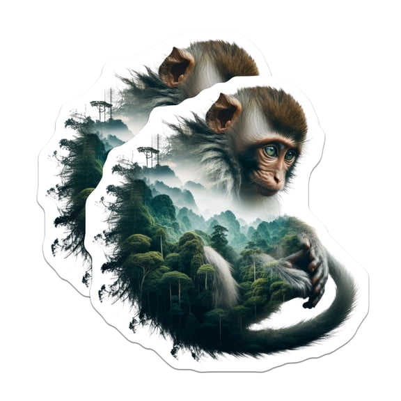 (2 Pack) Monkey Forest Magnets - Animal Lover Decor - Nature Inspired Artwork - 5" On Longest Side - Premium Magnet - for Cars, Refrigerators, Toolboxes, Lockers - Made in USA - MAG14757