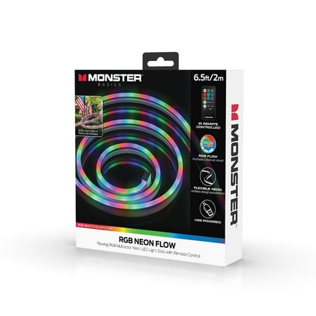 2-Pack Monster 6.5 ft RGB Color-Flow Technology Neon-LED Strip, Easy DIY Installation price history and forecast - Monster ECOM-1088-PP2