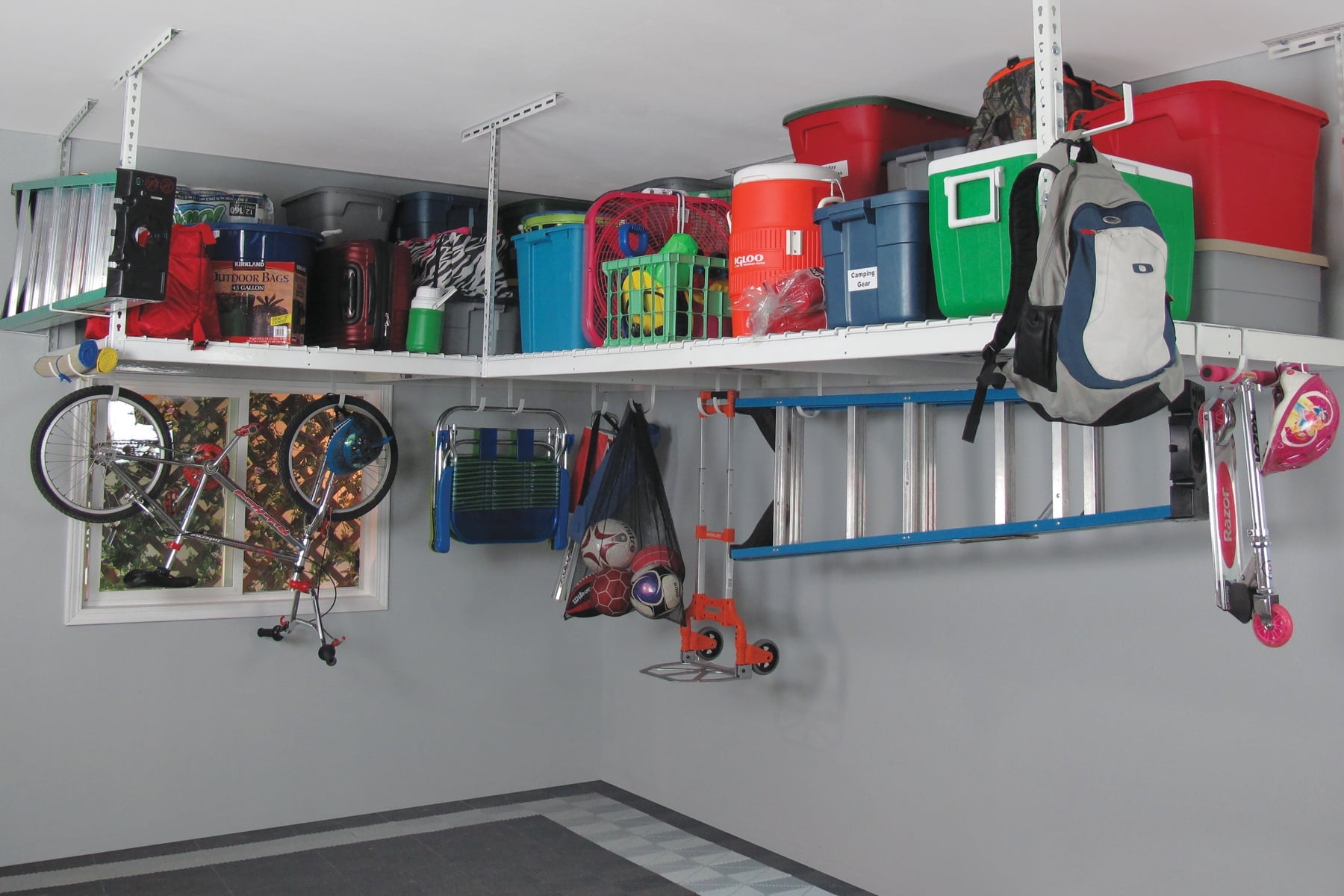 (2-Pack) MonsterRAX 4x8 Overhead Garage Storage Rack - 600 lb Weight Capacity per Rack - 18" - 33" Drop Down
