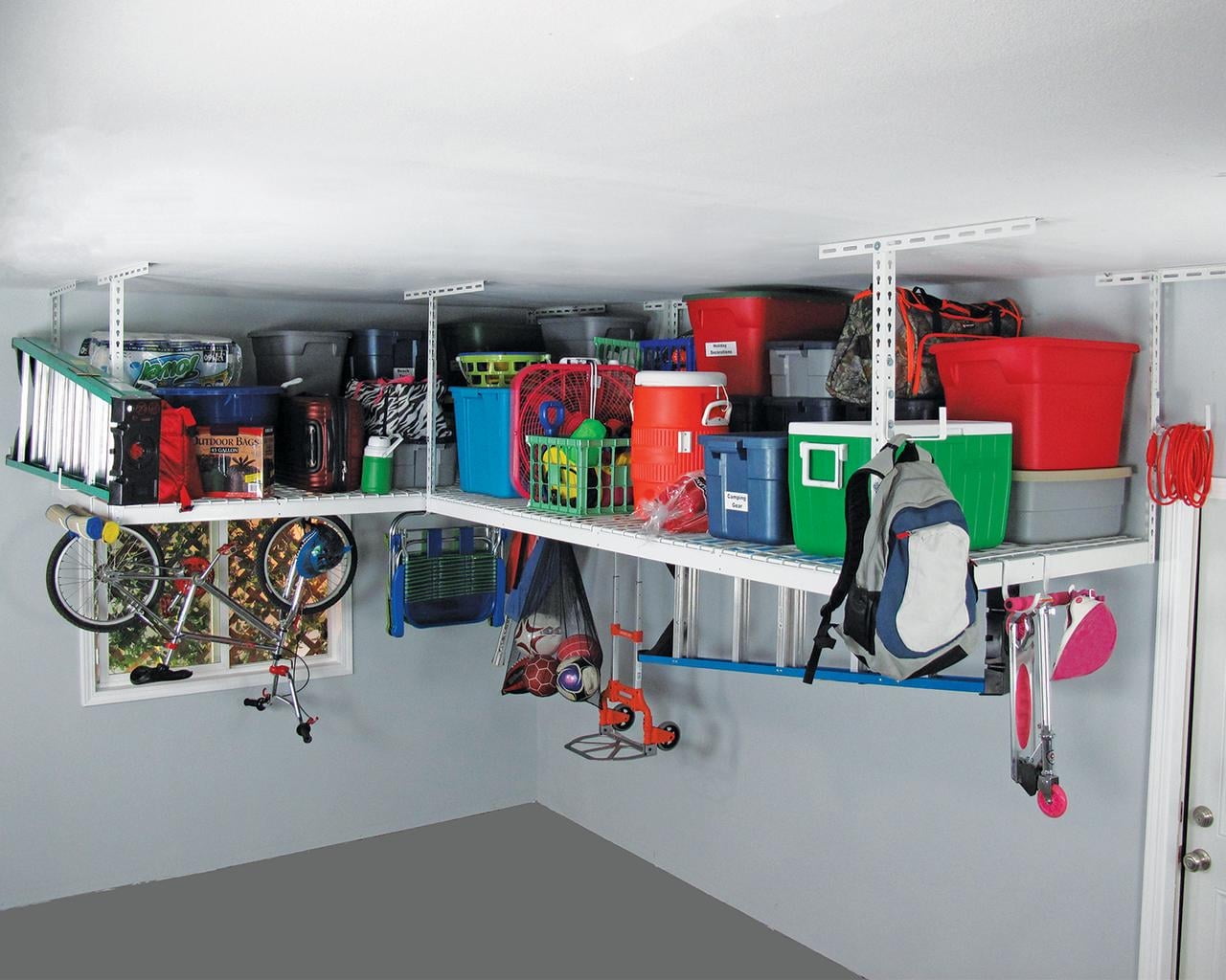 (2-Pack) MonsterRAX 4x8 Overhead Garage Storage Rack - 600 lb Weight Capacity per Rack - 24" - 45" Drop Down