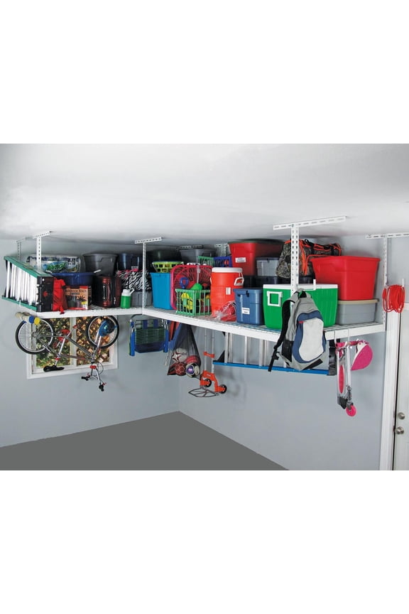 (2-Pack) MonsterRAX 4x8 Overhead Garage Storage Rack - 600 lb Weight Capacity per Rack - 24" - 45" Drop Down